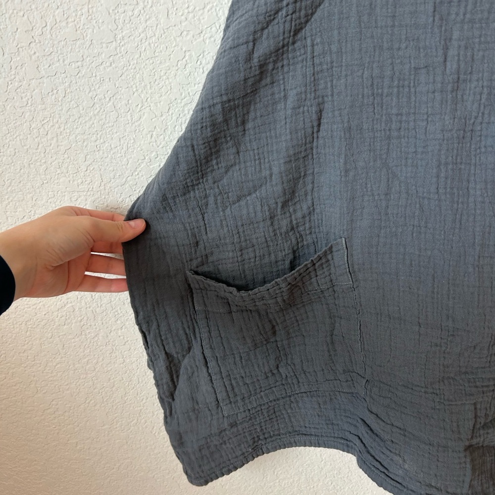 Honest Cotton Oversized Gauze Hoodie in Charcoal Grey, One Size - Picture 5 of 8